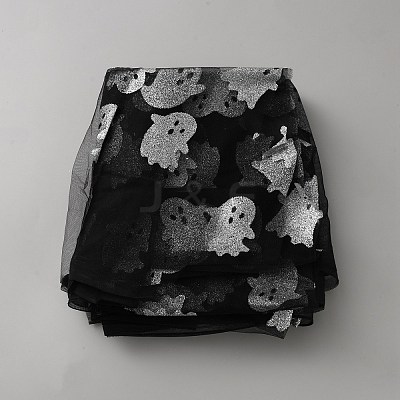 Halloween Ghost Pattern Polyester Mesh Fabric DIY-WH0740-06-1