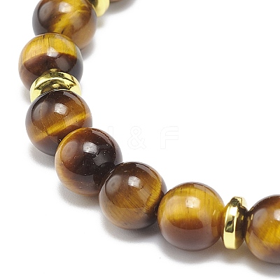 Natural Tiger Eye Rectangle Beaded Stretch Bracelet BJEW-JB08982-04-1