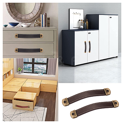 6 Sets 3 Colors PU Leather Drawer Handles DIY-GF0006-72-1