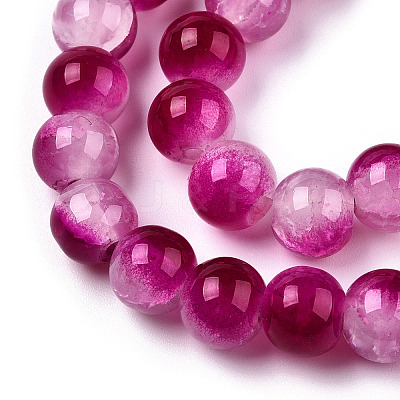 Crackle Baking Paint Imitation Jade Glass Beads Strands DGLA-T003-10mm-12-1