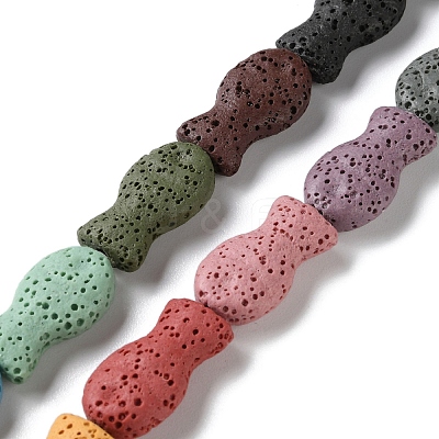 Fish Dyed Natural Lava Rock Beads Strands G-O126-01A-14-1