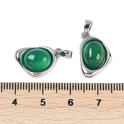 Natural Green Onyx Agate(Dyed & Heated) Pendants KK-U043-52P-01-1