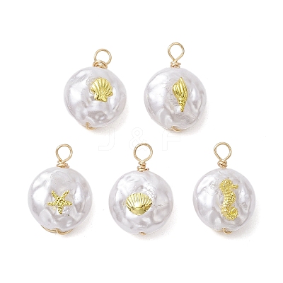 ABS Plastic Imitation Pearl Pendants PALLOY-JF02601-05-1