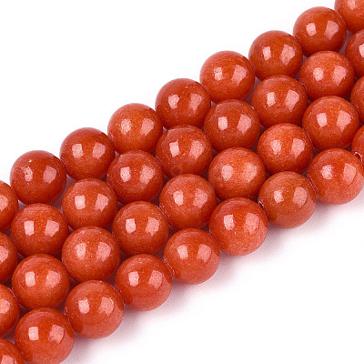 Dyed Natural Mashan Jade Round Beads Strands G-T139-8mm-67C-1