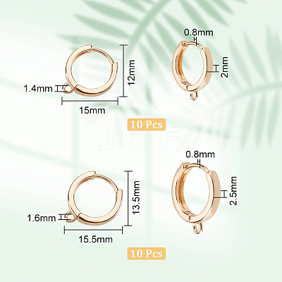 20Pcs 2 Style Brass Hoop Earring Findings KK-AR0003-24-1