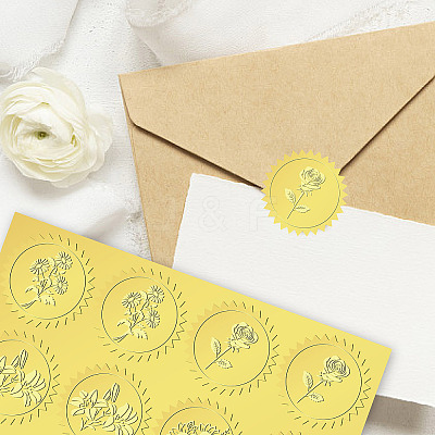 6 Patterns Aluminium-foil Paper Adhesive Embossed Stickers DIY-WH0451-003-1