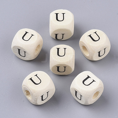 Printed Natural Wood Beads WOOD-T026-001U-1