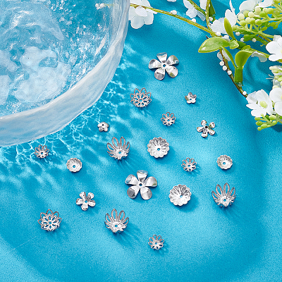 240Pcs 8 styles Stainless Steel Fancy Bead Caps STAS-PH0006-65-1