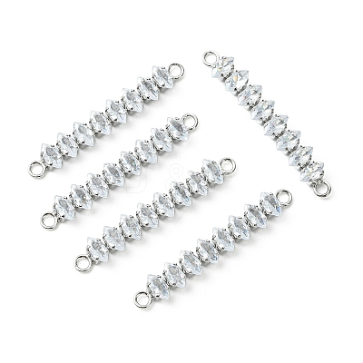 SHEGRACE Brass Pave Clear Cubic Zirconia Connector Charms XGRQ3P157-642P-1