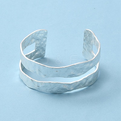Rack Plating Brass Open Cuff Bangle for Women BJEW-A137-01S-1