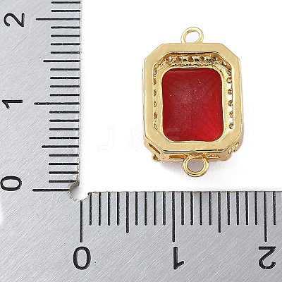 Rack Plating Brass Micro Pave Clear Cubic Zirconia Rectangle Connector Charms KK-A234-028-1