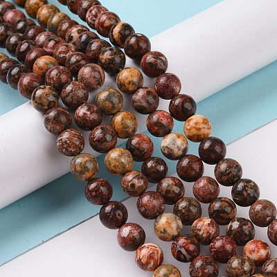 Natural Red Leopard Skin Jasper Beads Strands GSR066-1