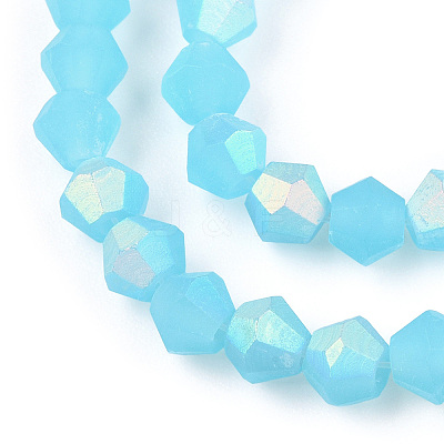 Imitation Jade Bicone Frosted Glass Bead Strands GLAA-F029-JM4mm-A03-1