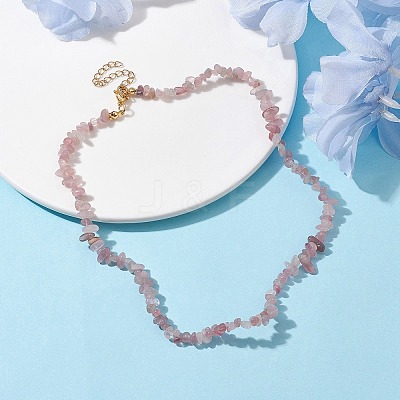 Natural Rose Quartz Chip Beaded Necklace NJEW-JN04616-13-1