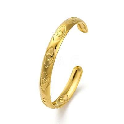 Ion Plating(IP) 304 Stainless Steel Cuff Bangles for Women BJEW-G729-03G-1