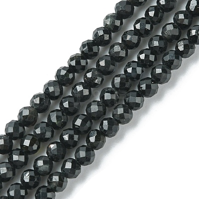 Natural Black Tourmaline Beads Strands G-F748-Y01-02-1
