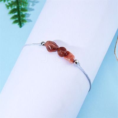 Natural Carnelian Chip Beads Braided Bead Bracelets for Men Women WGC996D-07-1
