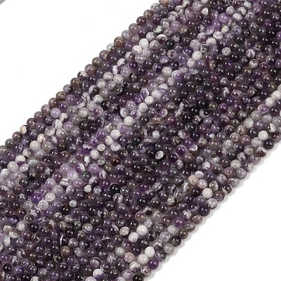 Natural Amethyst Beads Strands G-M445-6mm-01E-1