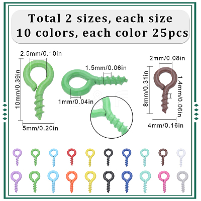 500Pcs 20 Style Spray Painted Iron Screw Eye Pin Peg Bails IFIN-SC0001-48-1