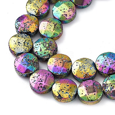 Electroplated Natural Lava Rock Beads Strands G-A256-F01-01J-1