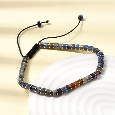 Natural Lapis Lazuli & Non-magnetic Hematite Beaded Adjustable Bracelets for Unisex BJEW-K251-09T-1