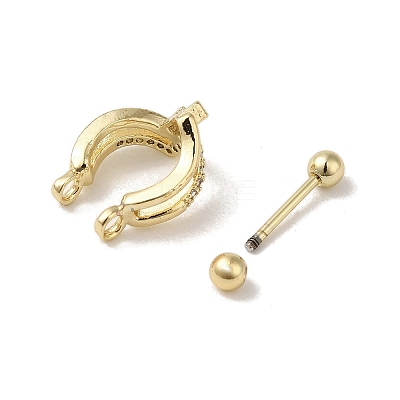 Rack Plating Brass Pave Clear Cubic Zirconia Nose Studs for Women Men EJEW-C097-23E-G-1