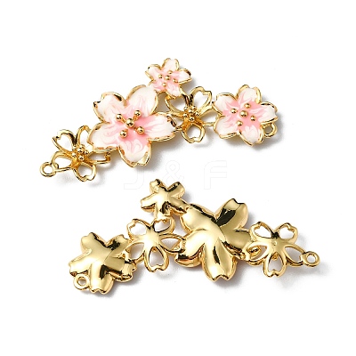 Rack Plating Brass Enamel Connector Charms KK-P235-12G-1