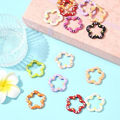 14Pcs Spray Painted Alloy Spring Gate Rings FIND-FS0004-57-1