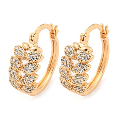 Brass Micro Pave Clear Cubic Zirconia Hoop Earrings EJEW-A107-05A-KCG-1