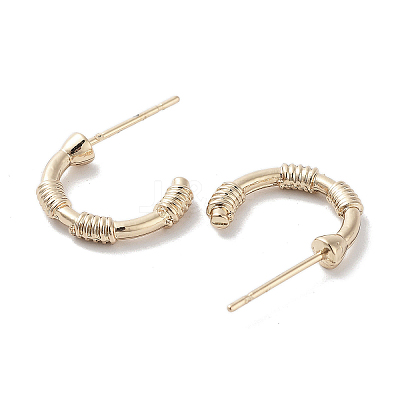 Wire Wrapped Half Ring Alloy Studs Earrings for Women EJEW-H309-10KCG-1