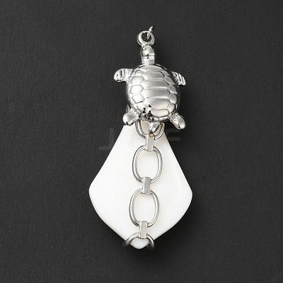 Natural White Shell Pendants SSHEL-G025-02P-1