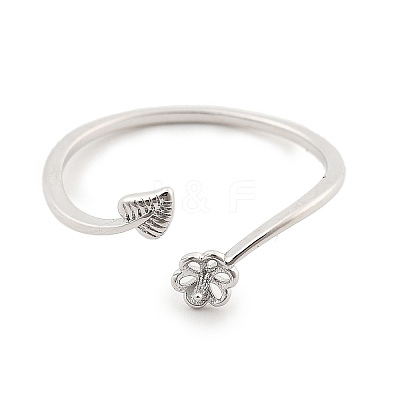 Leaf & Flower  Brass Adjustable Ring Settings KK-G527-01C-P-1