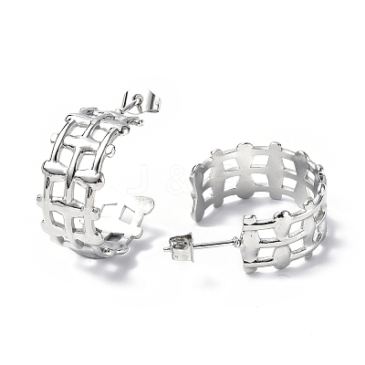 Non-Tarnish 304 Stainless Steel Hollow Out C-shape Stud Earrings STAS-B034-11P-1