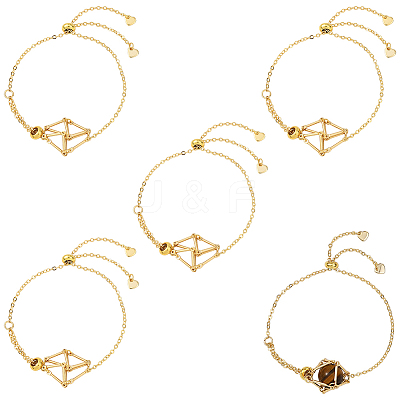 5Pcs Adjustable Braided Brass Macrame Pouch Cable Chain Slider Bracelet Making BJEW-BBC0001-17B-1