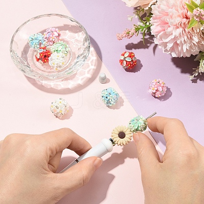 6Pcs 6 Colors Handmade Polymer Clay Rhinestone Beads FIND-YW0010-98-1