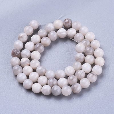 Natural White Agate Beads Strands G-K410-11-6mm-1