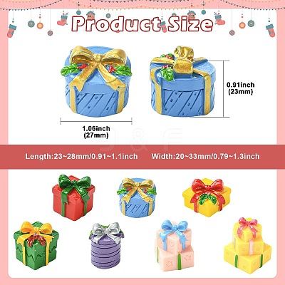 21Pcs 7 Styles Christmas Resin Gift Box Ornaments AJEW-CJ0001-81-1