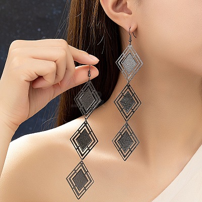 Alloy Rhombus Dangle Earrings FS-WG9FBBE-03-1