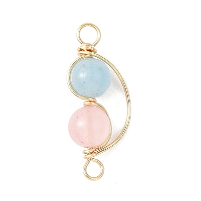 3Pcs 3 Styles Copper Wire Wrapped Natural Rose Quartz & Quartz & Lapis Lazuli & Amethyst Round Beded Links Connector Charms PALLOY-JF04678-1