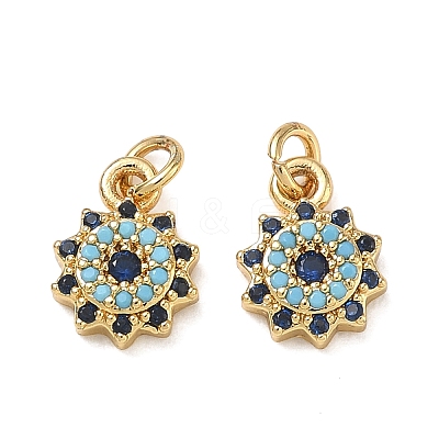 Brass Micro Pave Cubic Zirconia Charms CU-CBAF0F8-17B-G-1