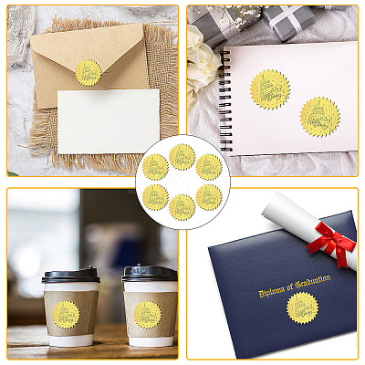 12 Sheets Self Adhesive Gold Foil Embossed Stickers DIY-WH0451-023-1
