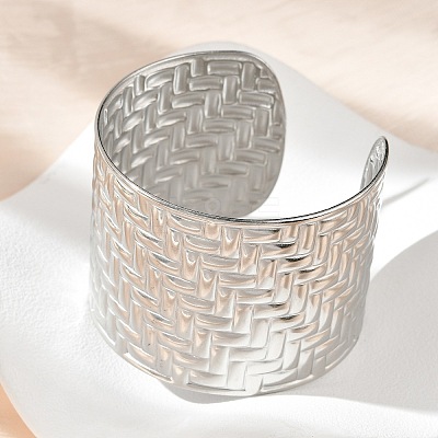 304 Stainless Steel Cuff Bangles for Women BJEW-Z096-05P-1