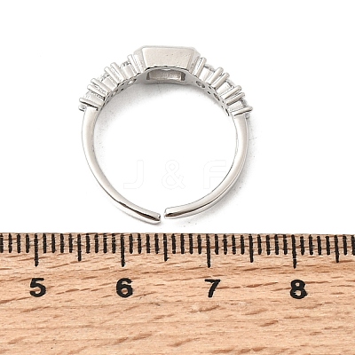 Brass with Cubic Zirconia Cuff Rings for Women RJEW-B160-07A-P-1