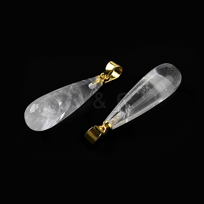 Natural Quartz Crystal Teardrop Pendants G-Q005-03G-09-1