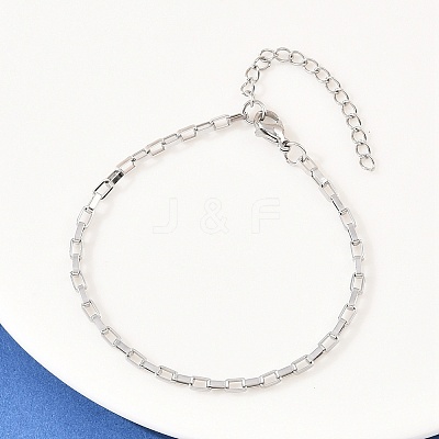 201 Stainless Steel Rectangle Link Chains Chain Bracelets for Women BJEW-G767-01C-P-1