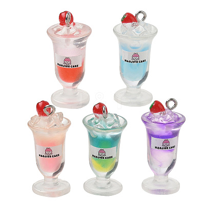 Transparent Resin Imitation Drink Pendants RE-CBAC5B2-02P-1