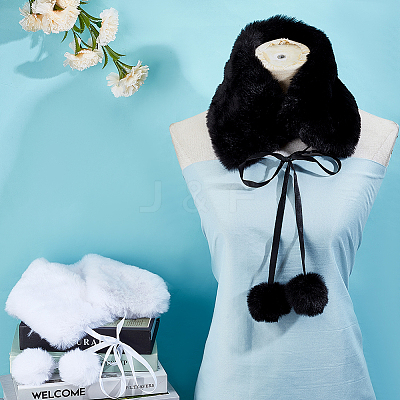 2Pcs 2 Colors Imitation Rex Rabbit Fur Plush Scarf AJEW-PH0008-63-1