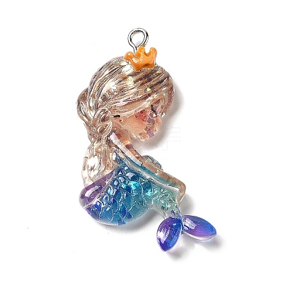 Ocean Theme Transparent Resin Pendants RESI-P029-07P-D-1
