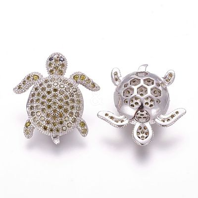 Brass Micro Pave Cubic Zirconia Beads ZIRC-F054-14P-07-1