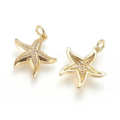 Brass Micro Pave Cubic Zirconia Pendants ZIRC-G150-05G-1